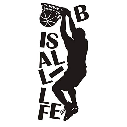 Ball is Life Basketball Slam Dunk Wall Decal Sticker  Basketball Player Decor Wall  Removable Wall Sticker Sports Style Wall Decor for Kids Boys Teens Ball is Life