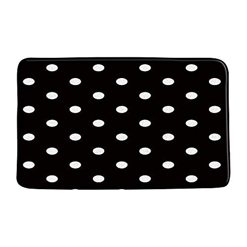 AMFD Black White Bath Mat Vintage Abstract Polka Dot Cute Monochrome Bathroom Shower Mat Kitchen Rug Microfiber Memory Foam 20x31 Inches
