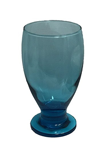 Stub Stem Water Glass Goblet 1175 oz Set of 4 Aqua
