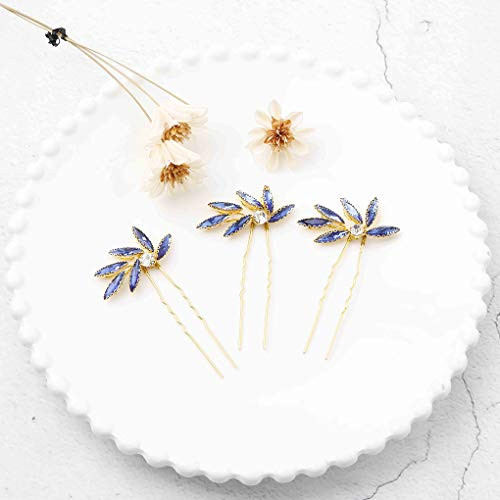 Olbye Wedding Hair Pins Crystal Bridal Headpieces for Bride and Bridesmaids Wedding Hair Accessories Pack of 3 Blue