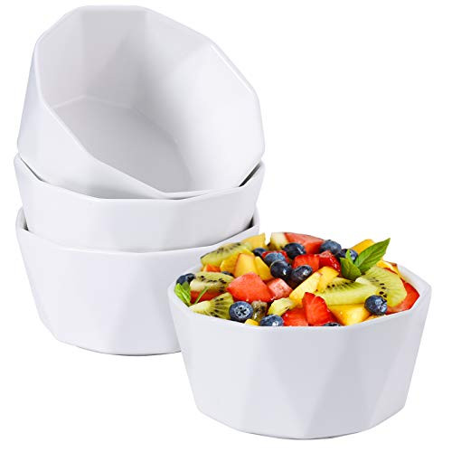 Hompiks Cereal Bowls Microwave and Dishwasher Safe Soup Bowls Soup Cereal Bowl Set of 4 White Porcelain 22 oz Dessert Bowls