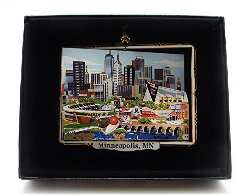 Minneapolis Minnesota Brass Christmas Ornament Black Leatherette Gift Box Minneapolis Minnesota Brass Christmas Ornament Black Leatherette Gift Box