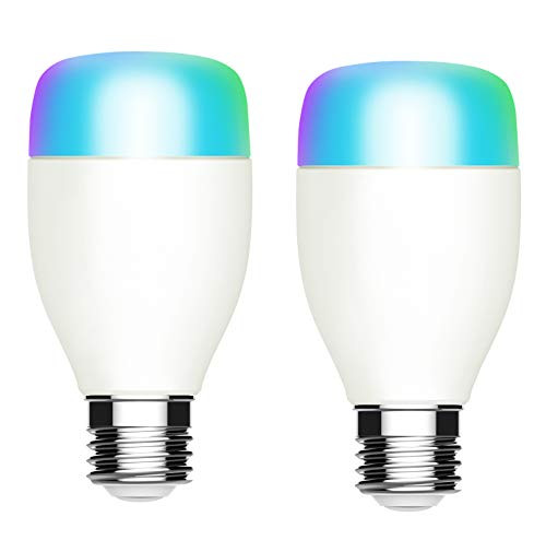 Smart LED Light Bulb WiFi Light Bulb Compatible with Alexa Google Home IFTTT RGBCCT LED Lamp Bulb Warm White Dimmable Remote and App Control LED Bulb 9W 800 Lumen No Hub Required 2 Packs