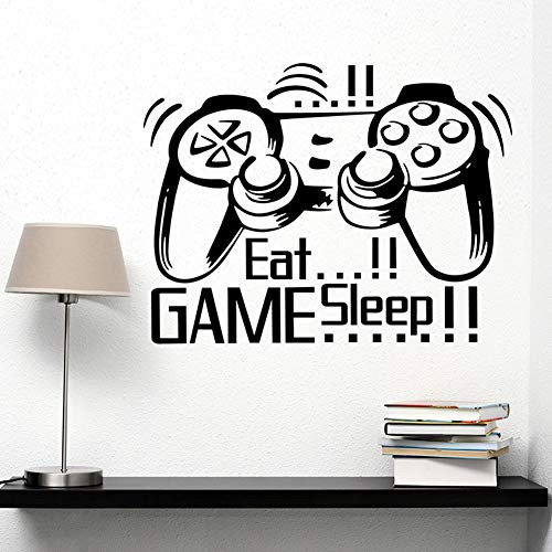 Poorminer Eat Sleep Game Wall Stickers Video Gamer Boy Wall Sticker Game Wall Decals for Net Bar Living Rooms Bedroom Removable Kids and Boys Playroom DecorationDIY Vinyl Art Kids Murals