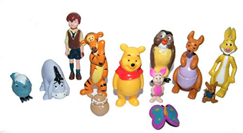 Disney Winnie the Pooh Deluxe Figure Set of 12 with Pooh, Christopher Robin, Piglet, Tiger, Pot of Honey, Kanga, Roo and More!