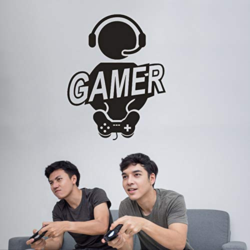 Eutecado Game Wall Decals Gamer with Controller Wall Stickers Gamer Quotes Wall Art Poster Murals Vinyl Home Wallpaper Decorations for Kids Playroom Bedroom