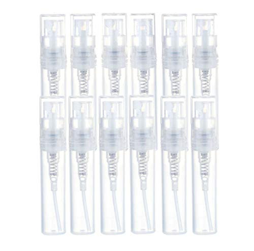 12Pcs 2ml3ml Portable Refillable Mini Clear Plastic Fine Mist Spray Bottle Empty Cute Travel Perfume Bottle Tube Atomizer Sprayer Bottles Cosmetic Container for Essential Oils Perfume and More
