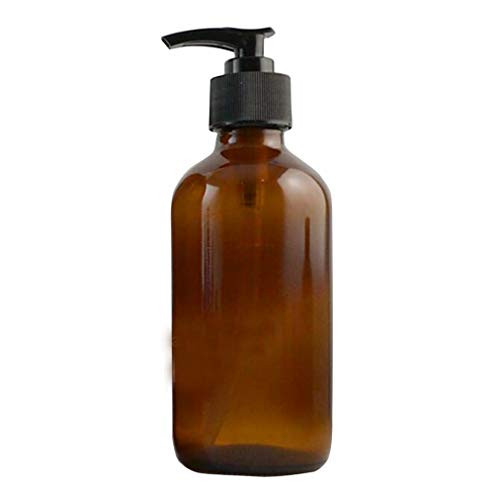 1Pcs 250ml85oz Amber Glass Bottle with Black Pump Head Empty Refillable Press Pump Bottle Bath Shower Toiletries Containers For Shampoo Essential Oils Shower Gel Hand Wash Lotion Dispenser