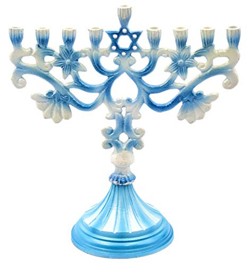 Hanukkah Menorah Star of David Elegant Blue and White