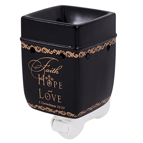 Elanze Designs Faith Hope Love 1 Corinthians 13:13 Ceramic Stoneware Plug-in Outlet Wax and Oil Warmer