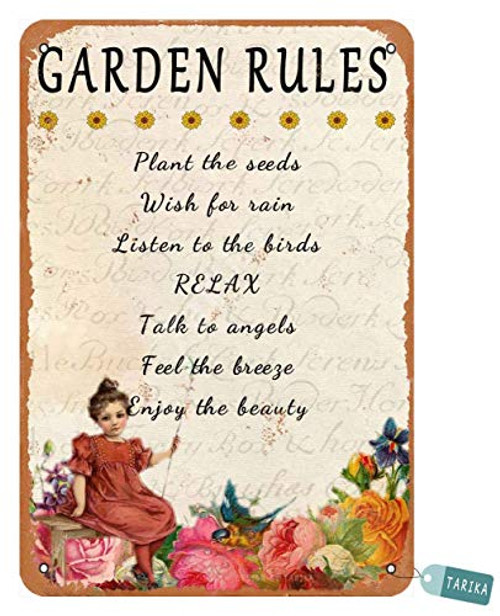 Keely Garden Rules Metal Vintage Tin Sign Wall Decoration 12x8 inches for Cafe Bars Restaurants Pubs Man Cave Decorative Keely Garden Rules Metal Vintage Tin Sign Wall Decoration 12x8 inches for Cafe Bars Restaurants Pubs Man Cave Decorative