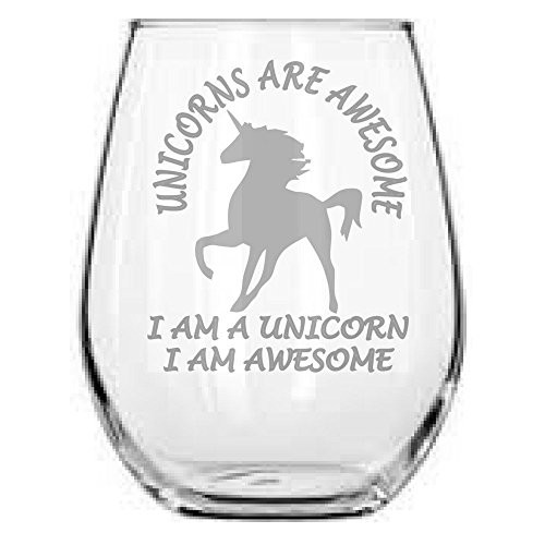 Stemless Wine Glass - Unicorns are Awesome Stemless - Unique Gift
