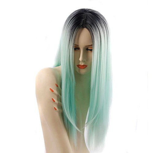 SeraphicWig Ombre Green Long Straight Synthetic Full Hair Wig for Women 26inch Middle Part Heat Resistant Fiber Hair Wig for Party SeraphicWig Ombre Green Long Straight Synthetic Full Hair Wig for Women 26inch Middle Part Heat Resistant Fiber Hair Wig for Party