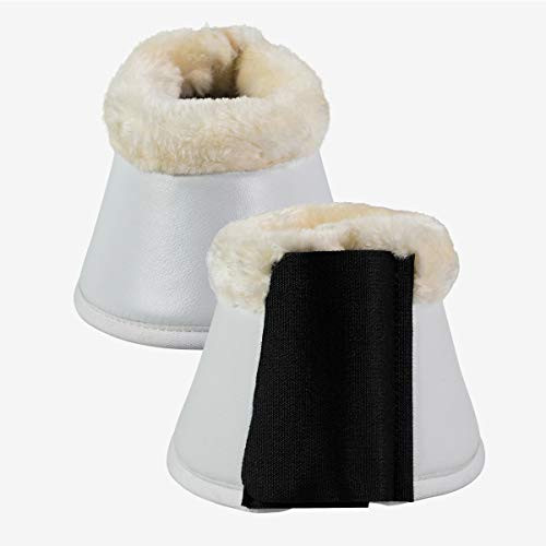 FinnTack Horse Bell Boots with Fur Pile Lining Medium White