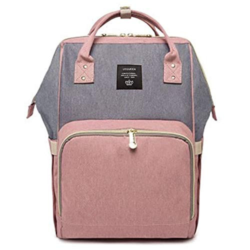 MultiFunction Diaper Bag for Baby Care Wide Open Nappy Bags Large Capacity Handbags Travel Backpack Waterproof Lightweight PinkDark grey
