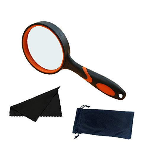 Magnifying Glass 10X Handheld Reading Magnifier for Seniors  Kids Thickened Magnifying Lens with NonSlip Rubber Handle Ideal for Reading Small Prints Hobby Observation Inspection Orange