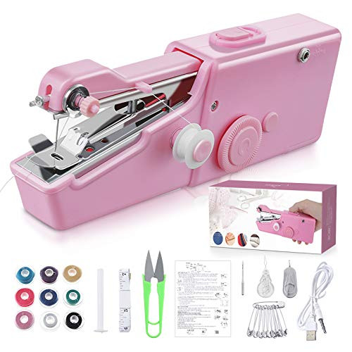 Jeteven Handheld Sewing Machine Mini Sewing Machine Portable Sewing Machine Cordless Electric Sewing Machine Quick Repairing Suitable for Home Travel Clothes Cloth Curtain Pet Clothes DIY Pink Jeteven Handheld Sewing Machine Mini Sewing Machine Portable Sewing Machine Cordless Electric Sewing Machine Quick Repairing Suitable for Home Travel Clothes Cloth Curtain Pet Clothes DIY Pink
