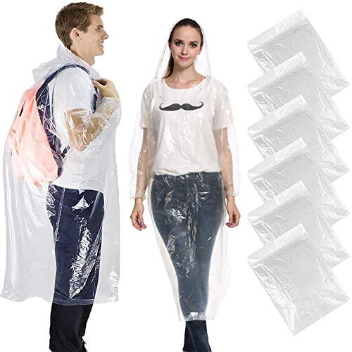 Rain Poncho Disposable BS Clear Adult Ponchos with Hood 6 Pack Raincoat for Men Women Emergency Waterproof for Theme Parks Hiking Camping Sports Events Rain Poncho Disposable BS Clear Adult Ponchos with Hood 6 Pack Raincoat for Men Women Emergency Waterproof for Theme Parks Hiking Camping Sports Events