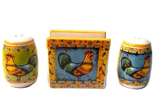 Rooster Napkin Holder with Salt and Pepper Shakers