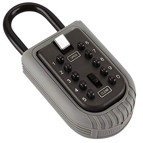 Key Lock Box Shackle Padlock Lock Box Combination Padlock 10 Digital Push Button Set Realtor Key Safe Box Storage Spare Keys for Home Garage School House