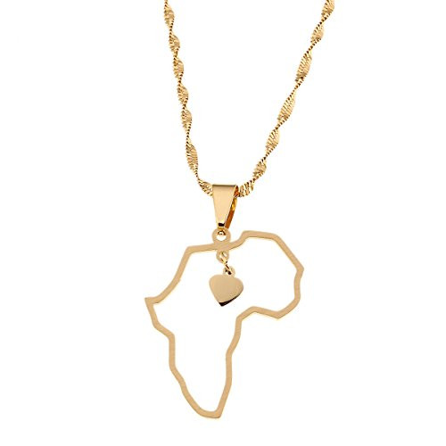 African Map Pendant Necklace Jewelry Heart Charm Map of Africa Continent Jewelry African Map Pendant Necklace Jewelry Heart Charm Map of Africa Continent Jewelry