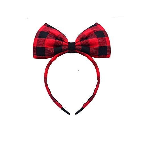 Christmas Bow Headband Bowknot Hair Bands Big Bow Halloween Hair Hoop Women Bow Hairband Party Decoration Headdress Cosplay Costume Handmade Headpiece Makeup Elastic Hair Accessories Lattice 1 Pack