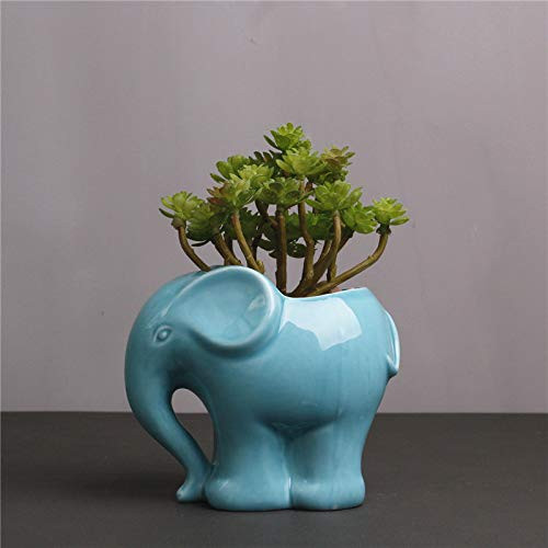 Cute Cartoon Animal Elephant Shaped Ceramic Succulent Cactus Vase Flower Plant Pot for Home Garden Office Desktop Decoration Plant Not Included