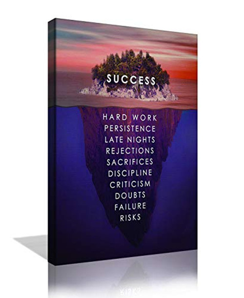 Success Inspirational Wall Art Motivation Entrepreneur Quotes Canvas Painting Prints Success Island Pictures Posters Modern Inspiring Office Decor Living Room Gym Decorations Framed Ready to Hang