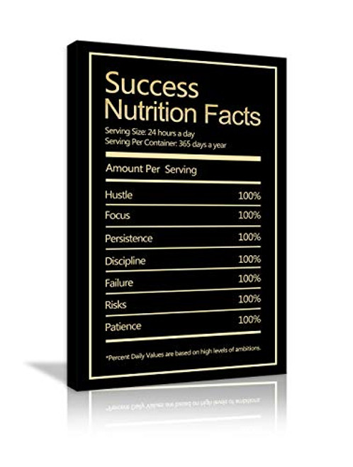 Success Nutrition Facts Motivational Wall Art Inspirational Entrepreneur Quotes Painting Prints on Canvas Modern Inspiring Posters Pictures for Living Room Bedroom Office Framed Ready to Hang