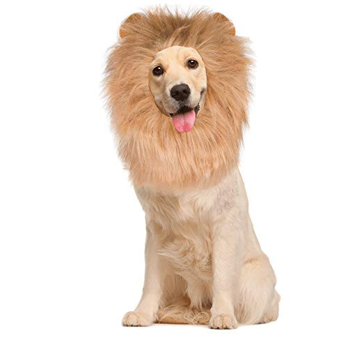 ADOGGYGO Dog Lion Mane  Lion Dog Costume Adjustable Lion Mane for Dog Halloween Dog Costumes with Ears Dog Lion Wig for Medium Large Sized Dogs Medium