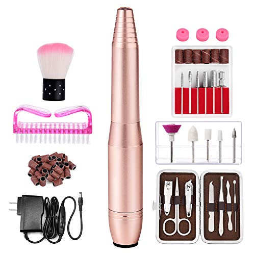 Electric Nail Drill Machine 20000RPM Portable Professional Nail File Kit for Acrylic Gel Nails Manicure Pedicure Polishing Shaping Tool Set for Home Salon Beauty Use Rose Gold Electric Nail Drill Machine 20000RPM Portable Professional Nail File Kit for Acrylic Gel Nails Manicure Pedicure Polishing Shaping Tool Set for Home Salon Beauty Use Rose Gold