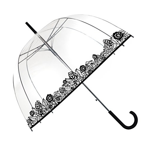 SMATI Stick Clear Bubble Umbrella  Auto Open  for Women and Kids The Enhanced Edition Flowers lace
