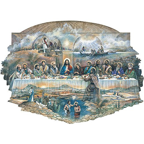 Bits and Pieces - 300 Piece Shaped Jigsaw Puzzle for Adults - The Last Supper - 300 pc Religious Jigsaw by Artist Ruane Manning