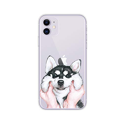 FancyCase Compatible with iPhone 11New Animal Style Soft Silicone Protective Clear iPhone 11 Case by FancyCase Husky Face