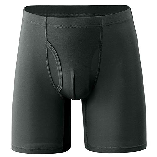 Mongous Mens Ultra Soft Underwear Loose Fit Stretch Boxer Briefs Trunks for Solid color Grey