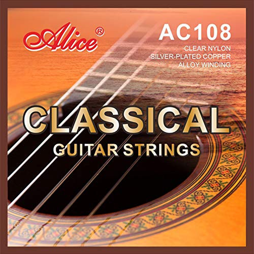 Alice Classical Guitar Strings 028043 Normal Tension Nylon Core with SilverPlated Copper Alloy Winding for Beginner 3 Sets