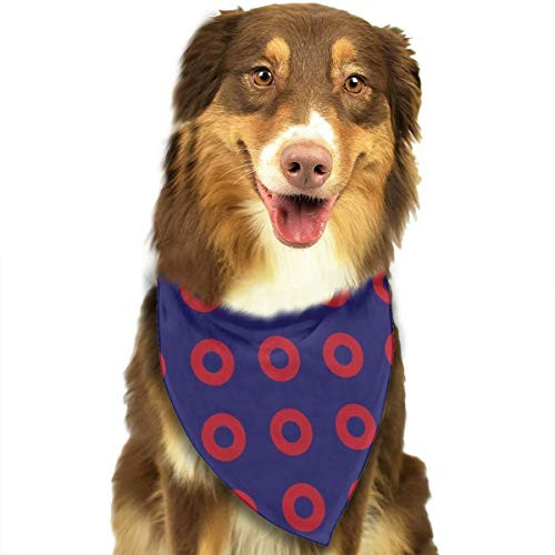 KZEMATLI Phish Red Donut Circles On Blue Dog Bandanas Triangle Bibs Dog Kerchief Set Scarfs Accessories for Small to Large Dogs Cats Pets
