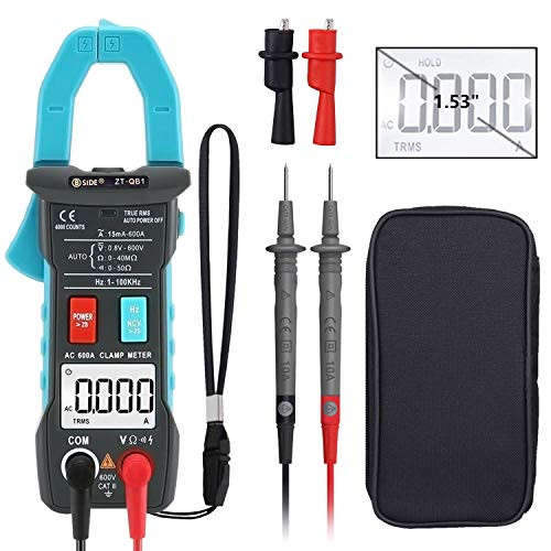 BSIDE ZTQB1 600A Clamp Meter Smart Digital Multimeter True RMS AutoRanging 4000 Counts Inrush Current Tester with Flashlight  Alligator Clips