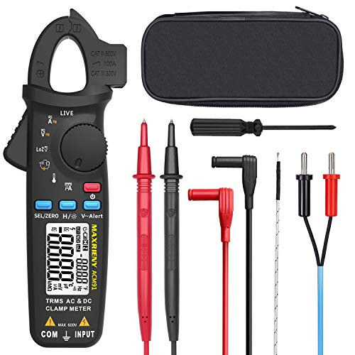 MAXRIENY ACDC Clamp Meter 1mA Current True RMS AutoRanging 6000 Counts Multimeter Low Impedance Live Check Temperature Capacitance Voltage Tester MAXRIENY ACDC Clamp Meter 1mA Current True RMS AutoRanging 6000 Counts Multimeter Low Impedance Live Check Temperature Capacitance Voltage Tester
