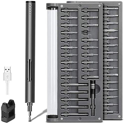 RIIAI Mini Electric Screwdriver Small Cordless Power Screwdriver Set with 55 Precision Bits LED Light Magnetic Mat Handy Repair Tool for Mobile Phone Watch Camera Laptop TV