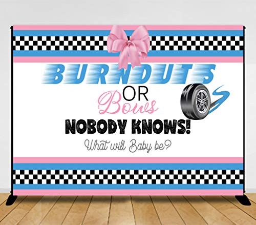 Sensfun Burnouts or Bows Gender Reveal Backdrop Boy or Girl Race Car Gender Reveal Party Decorations 7x5ft Pink or Blue He or She Baby Shower Photography Background for Party Photo Booth Banner Sensfun Burnouts or Bows Gender Reveal Backdrop Boy or Girl Race Car Gender Reveal Party Decorations 7x5ft Pink or Blue He or She Baby Shower Photography Background for Party Photo Booth Banner