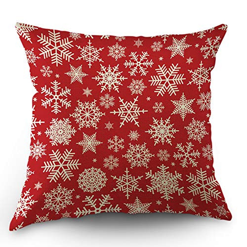 Moslion Snow Pillows Decorative Throw Pillow Cover Christmas Snowflake Star in Winter Pillow Case 18x18 Inch Cotton Linen Square Cushion Cover for Sofa Bed Red Moslion Snow Pillows Decorative Throw Pillow Cover Christmas Snowflake Star in Winter Pillow Case 18x18 Inch Cotton Linen Square Cushion Cover for Sofa Bed Red