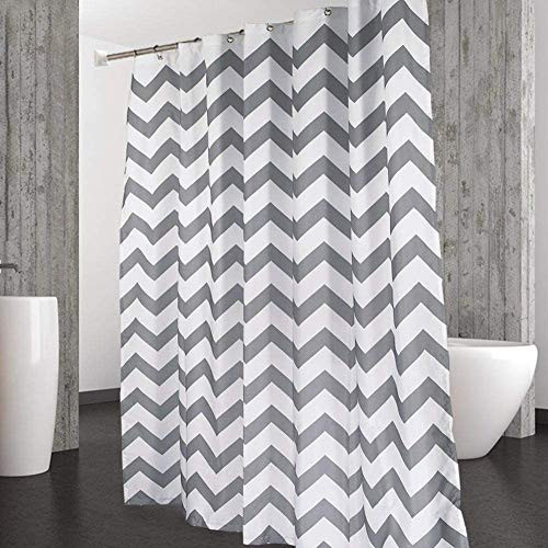 CAROMIO Shower Curtain Fabric Grey and White Chevron Striped Fabric Shower Curtain for Bathroom 72x72 Inch