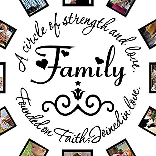 Family A Circle of Strength and Love Founded on Faith Joined in Love Wall Decal Wall Sticker Vinyl Decal Wall Sticker Art Quote Decals Wall Art Stickers Notes Removable Vinyl Wall Decal Home Decor