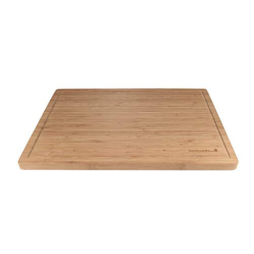 BambooMN Brand  Heavy Duty Premium Bamboo Cutting Board  175 x 12 x 075  Grooved wLogo  2 Pieces