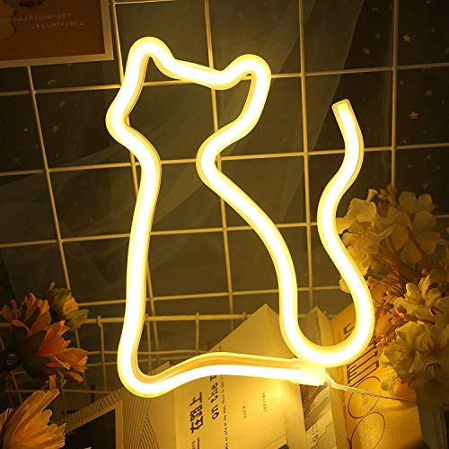 Zermie Yellow Neon Light Cat Led Neon Sign Wall Light Battery and USB Operated Neon Lights Neon Signs Light up for The HomeKids RoomBarPartyChristmasWedding Zermie Yellow Neon Light Cat Led Neon Sign Wall Light Battery and USB Operated Neon Lights Neon Signs Light up for The HomeKids RoomBarPartyChristmasWedding