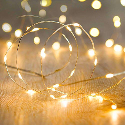 Metaku Fairy Lights Battery Operated 164Ft5M 50 LED String Lights Twinkle Christmas Lights Indoor Decorative Mini Lights for Home Bedroom Garden Wedding Party Festival Decor Warm White 2 Pack