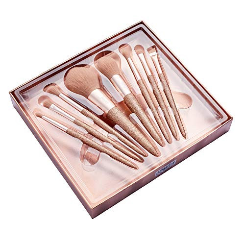 Jessup Brushes Set  Powder Blush Blending Contour Eyebrow Eye Shadow Brushes for Girl and Woman with a Case T266 Golden