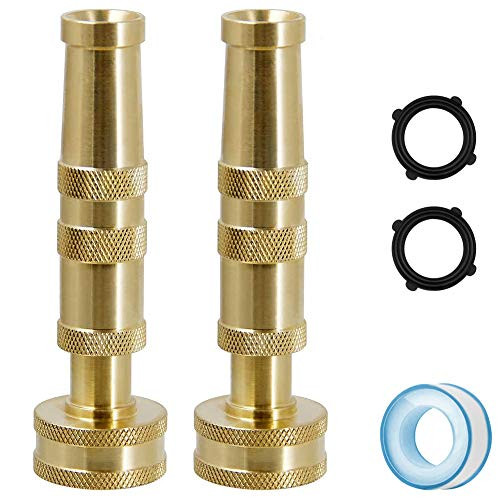 SUNPRO Garden Hose Spray Nozzle 2 Pack Heavy Duty Brass Adjustable Twist Hose and Jet Sweeper Nozzle