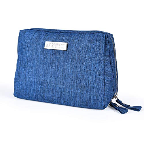 Small Makeup Bag for Purse Travel Waterproof Cosmetic Bag Portable Mini Makeup pouch with Zipper for Women Girls Navy blue